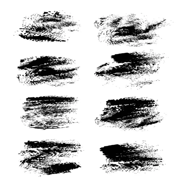 Black Abstract Textures Print Strokes Isolated White Background — ストックベクタ