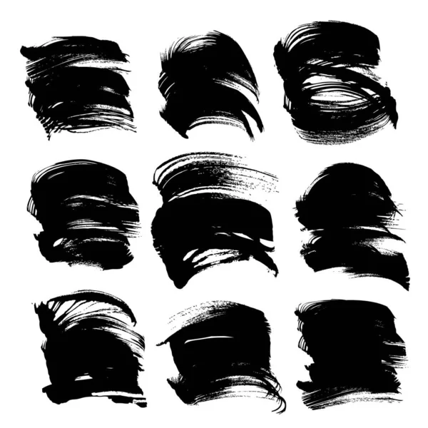 Black Big Abstract Handdrawn Strokes Isolated White Background — Stock Vector