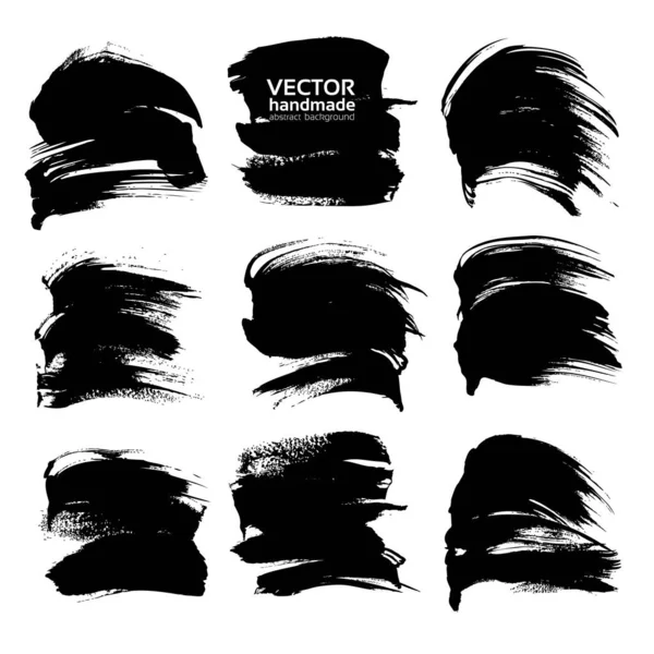 Black Big Abstract Strokes Isolated White Background — Stock Vector