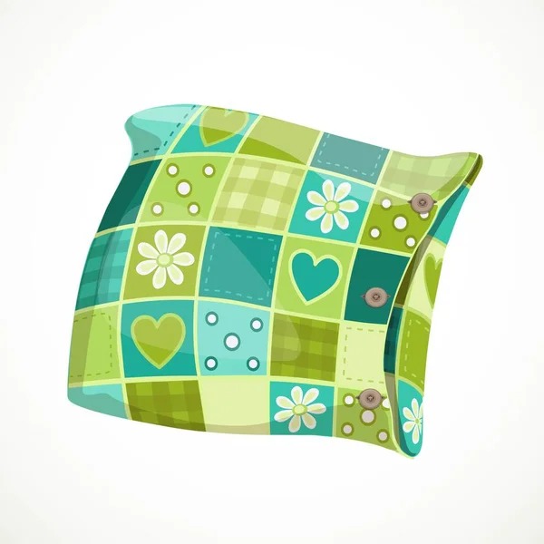 Soft Pillow Patterned Pillowcase Object Isolated White Background — Stock Vector