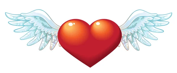 Het Valentijnsdag Hart Met Vleugels — Stockvector