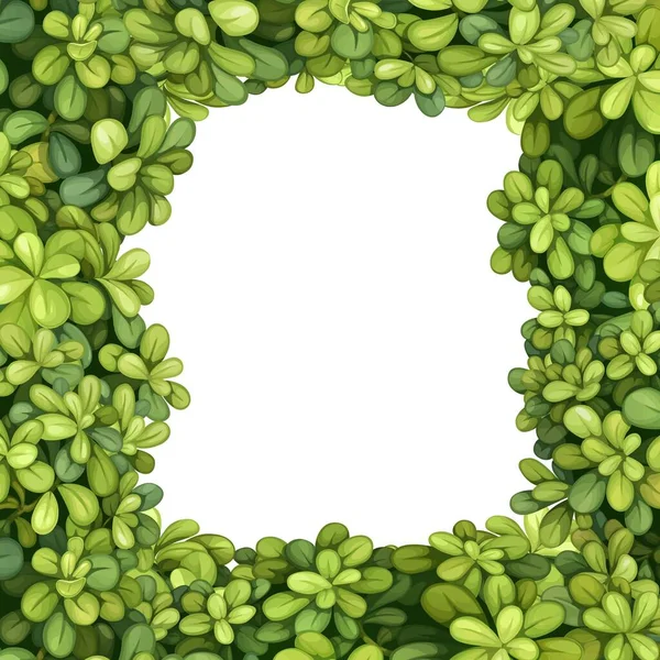 Cadre Vectoriel Partir Feuilles Rondes Vertes Sur Fond Blanc — Image vectorielle