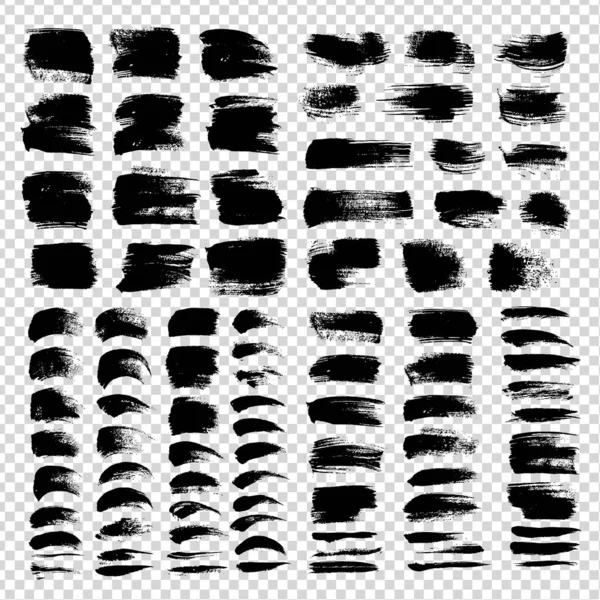 Abstracte Zwarte Textuur Smeert Zeer Grote Set Geïsoleerd Imitatie Transparante — Stockvector