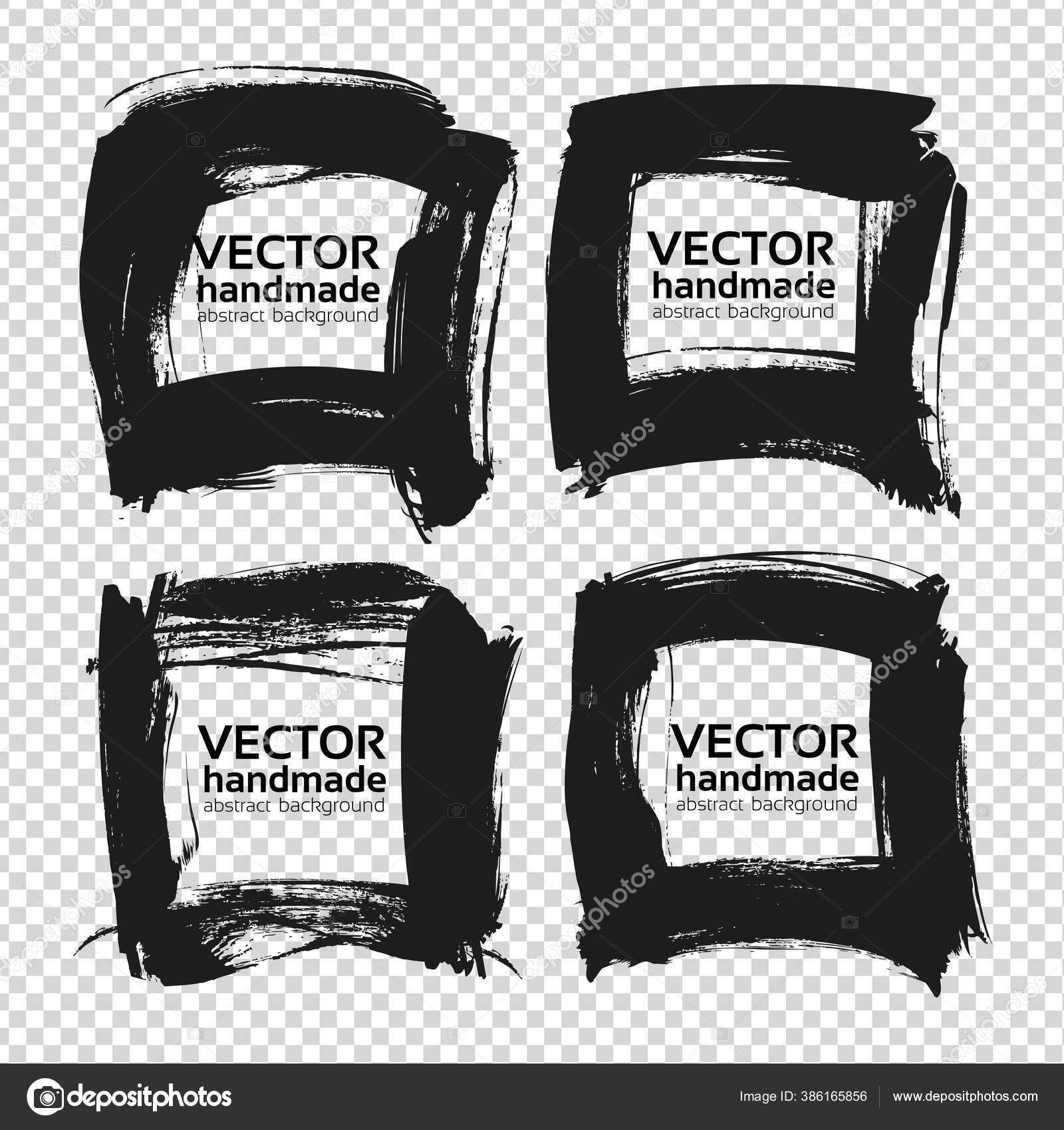 Bingkai Persegi Dari Noda Bertekstur Abstrak Hitam Terisolasi Pada