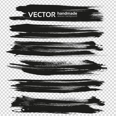 Uzun siyah soyut lekeler taklit saydam arkaplanda izole edildi