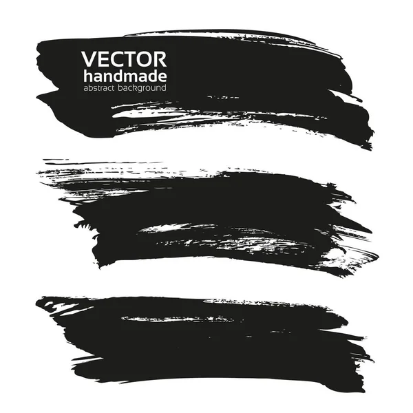 Grandes Touches Texturées Noires Abstraites Isolées Sur Fond Blanc — Image vectorielle