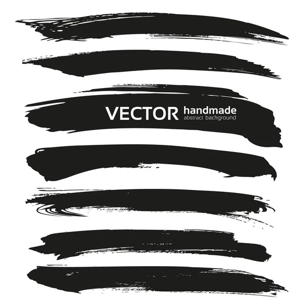 Pinceladas Vectoriales Negras Abstractas Aisladas Sobre Fondo Blanco — Vector de stock