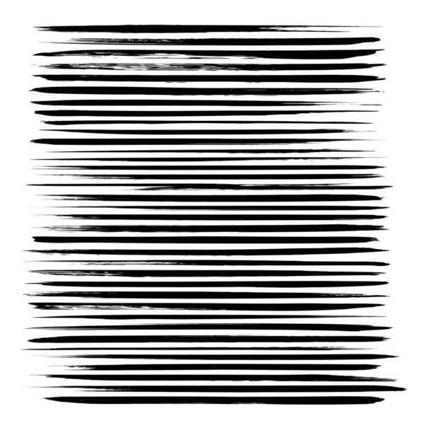 Long Thin Texture Strokes Thick Black Gouache Paint Big Set — Stock Vector