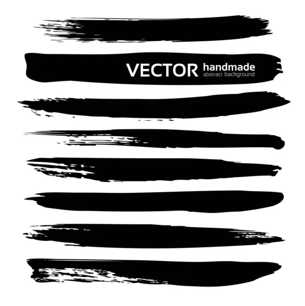 Texture Abstract Strokes Thick Black Gouache Paint Isolated White Background — Stock Vector