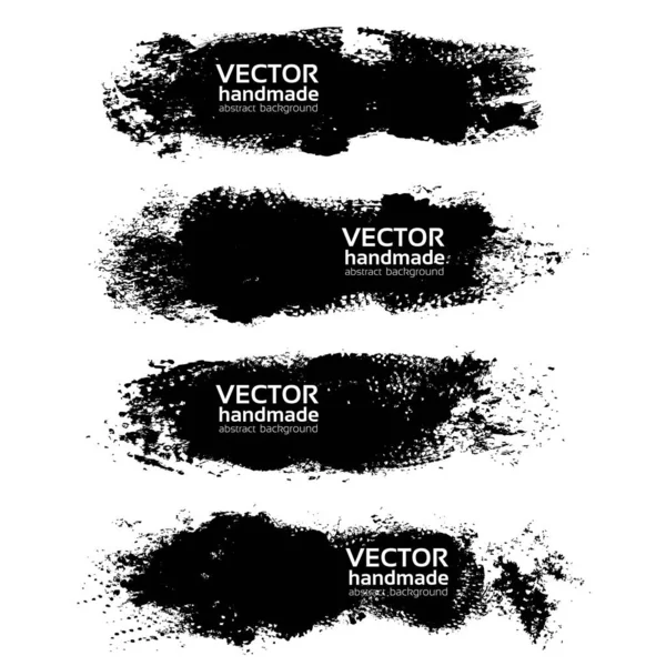 Abstrato Grosso Texturizado Preto Grandes Traços Imprime Tinta Guache Isolado — Vetor de Stock