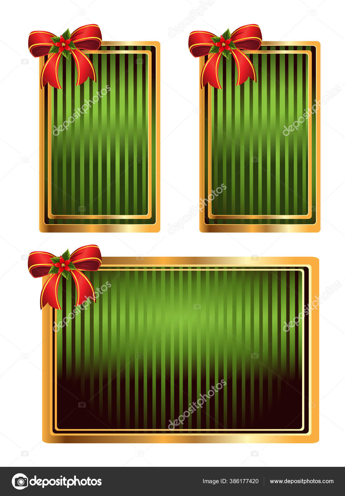 Vector Set Green Tags Bow Stock Vector by ©yadviga 386177420