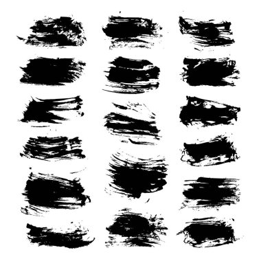 Beyaz arkaplanda izole edilmiş fırça vektör nesneleri tarafından boyanmış vuruşlar kümesi