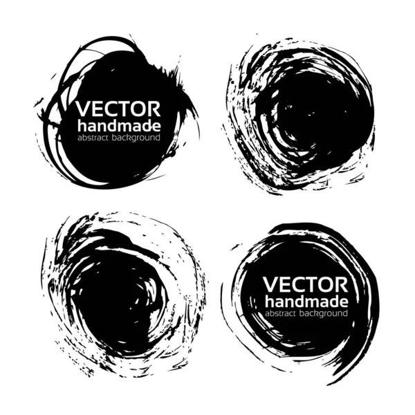 Rround Textured Strokes Fondos Pintados Por Objetos Vectoriales Cepillo Aislados — Vector de stock