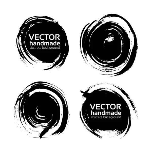 Rround Traços Preto Fundos Pintados Por Objetos Vetores Escova Isolados —  Vetores de Stock