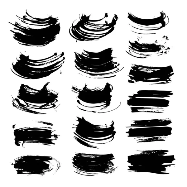 Abstract Cambered Straight Strokes Painted Brush Vector Objects Isolated White — Stock Vector