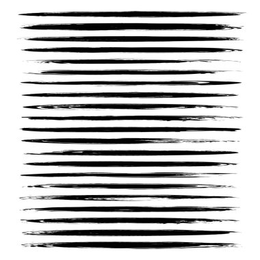 Beyaz arkaplanda izole edilmiş ince siyah, ince, uzun, lekeli vektör nesneler.