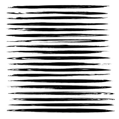 Beyaz bir arkaplanda izole edilmiş büyük siyah ince, uzun lekeli vektör nesneler kümesi.