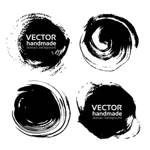 Černá Kulatá Abstraktní Stěry Vektorové Objekty Izolované Bílém Pozadí — Stockový vektor