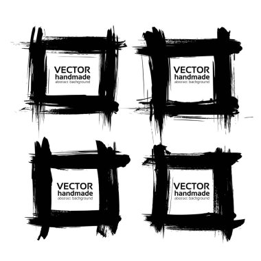 Beyaz arkaplanda izole edilmiş kalın siyah dokunuşlu kare çerçeveler vektörü