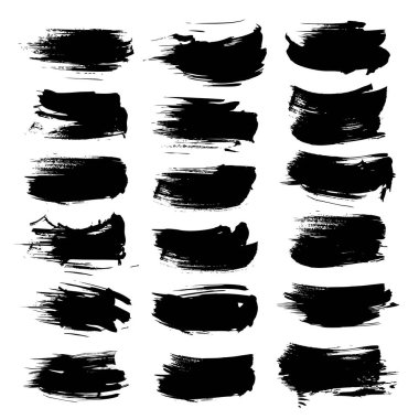 Beyaz arkaplanda izole edilmiş siyah desenli vuruş vektör nesneleri