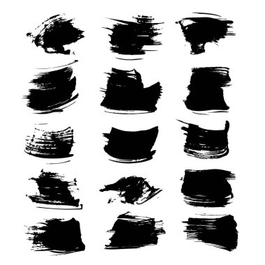 Soyut desenli siyah vuruş vektör nesneleri beyaz arkaplan üzerinde izole