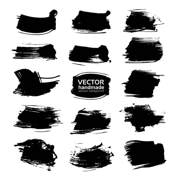 Textured Black Strokes Vector Objects Isolated White Background — Stock Vector