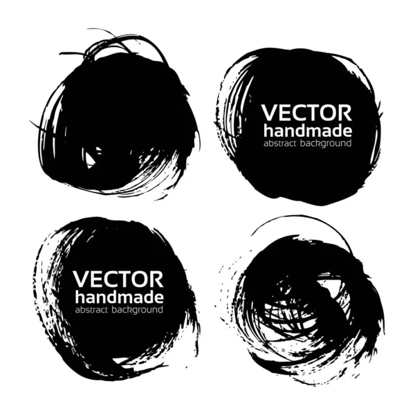 Kulaté Texturované Tahy Malované Štětcem Vektorové Objekty Izolované Bílém Pozadí — Stockový vektor