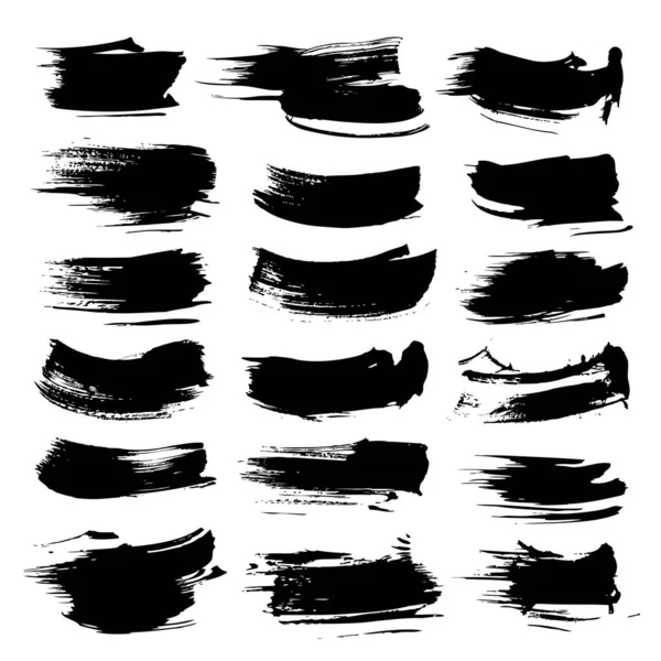 Чорні Абстрактні Текстуровані Штрихи Векторні Єкти Ізольовані Білому Тлі — стоковий вектор