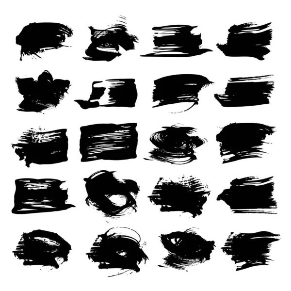 Abstract Textured Strokes Black Paint Isolated White Background — Stock Vector