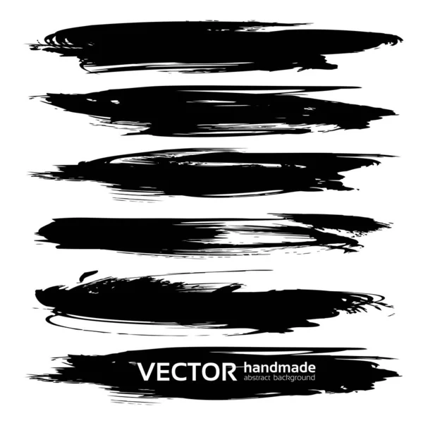 Velký Abstraktní Černý Dlouhý Inkoust Tahy Izolované Bílém Pozadí — Stockový vektor