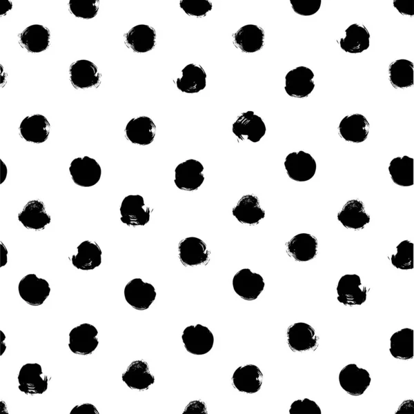 Seamless Pattern Little Black Textured Circles White Background — Stock Vector