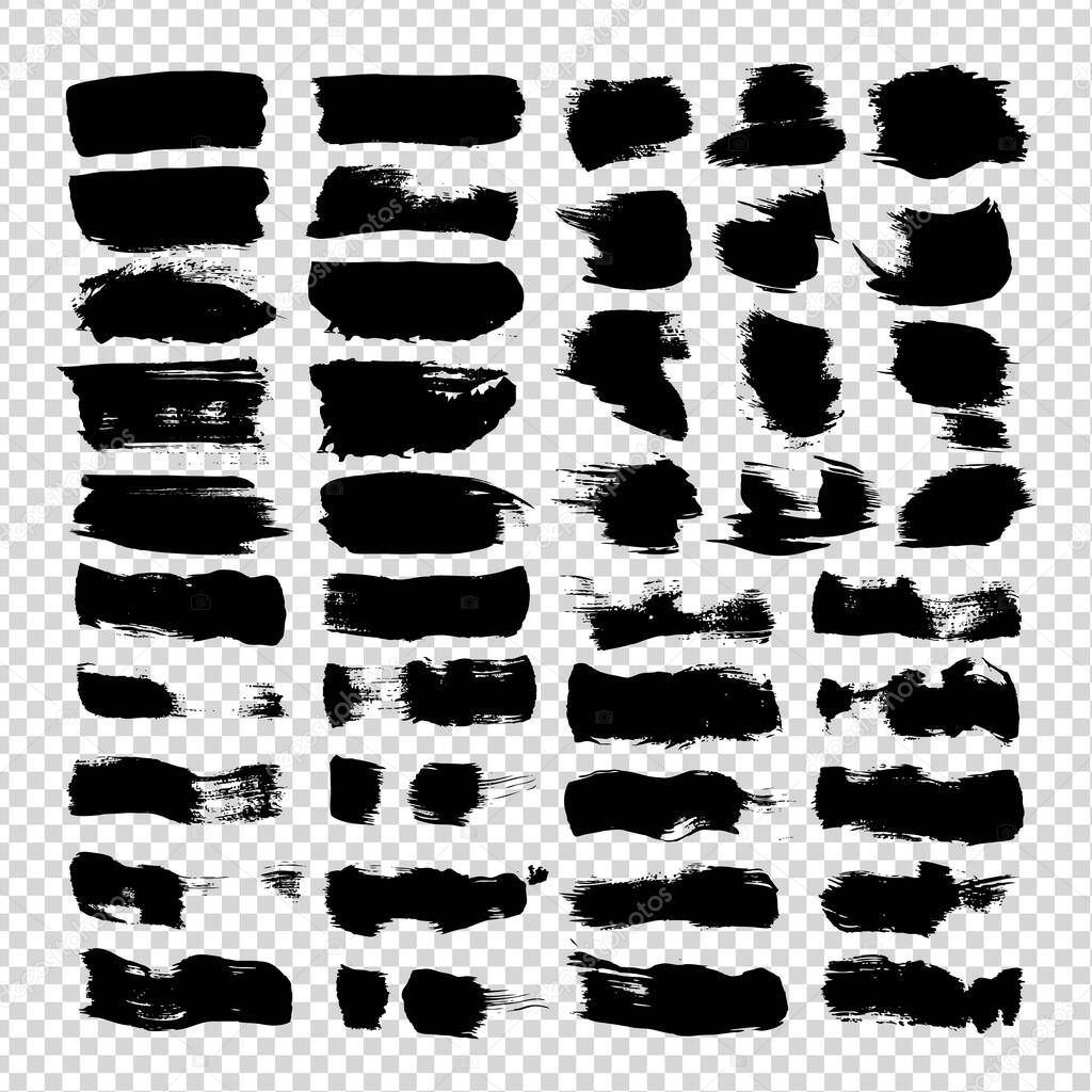 A very big set of abstract black textured strokes isolated on imitation transparent background