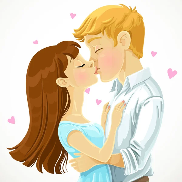 Beso Amar Pareja Aislado Blanco Fondo — Vector de stock