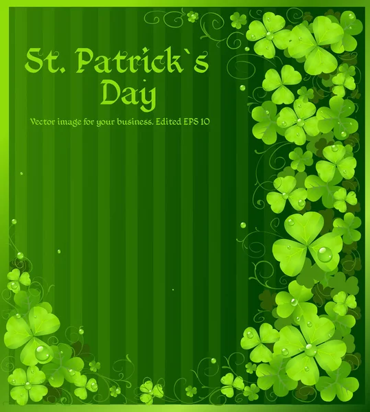 Patrick Day Green Clover Background — Stock Vector