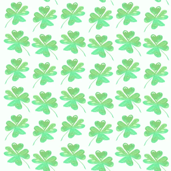 Fond Trèfle Vert Dessiné Main — Image vectorielle