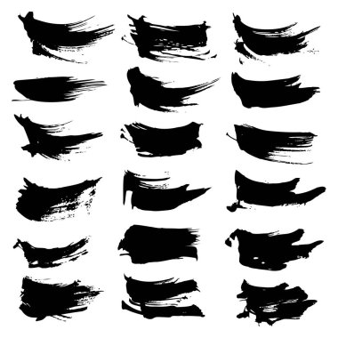 Beyaz zemin üzerinde soyut siyah vuruşlar büyük set izole