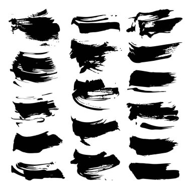 Soyut siyah desenli vuruşlar beyaz arkaplanda izole edilmiş büyük bir set