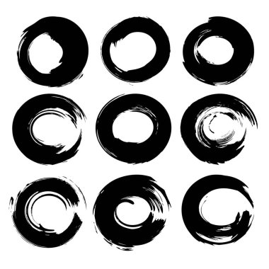 Soyut siyah desenli vuruşlar, beyaz arkaplanda izole edilmiş büyük set.