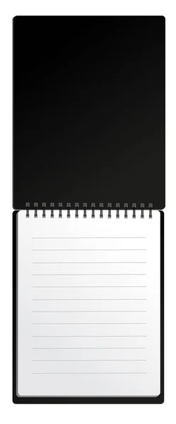 Cuaderno Negro Abierto Líneas — Vector de stock