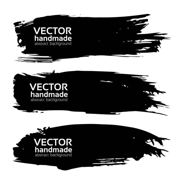 Conjunto Grandes Trazos Negros Largos Abstractos Aislados Sobre Fondo Blanco — Vector de stock