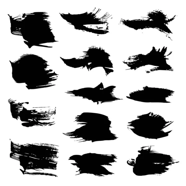 Абстрактні Чорні Текстуровані Штрихи Великий Набір Ізольовані Білому Тлі — стоковий вектор