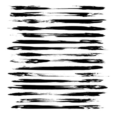 Beyaz zemin üzerinde soyut siyah uzun fırça darbeleri izole