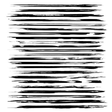 Soyut siyah uzun ince desenli fırça darbeleri beyaz arkaplanda izole edilmiş