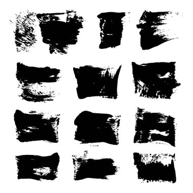 Beyaz arkaplanda siyah fırça darbeleri izole