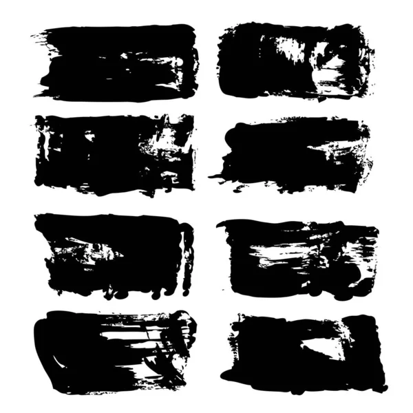 Pincel Largo Negro Grueso Grande Abstracto Texturizado Trazos Aislados Sobre — Vector de stock
