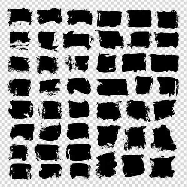 Grote Set Van Abstracte Zwarte Inkt Textuur Slagen Geïsoleerd Imitatie — Stockvector