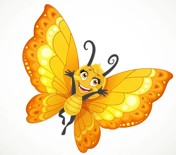 Mignon Petit Papillon Avec Des Ailes Ornement Vert Voler Sur — Image vectorielle