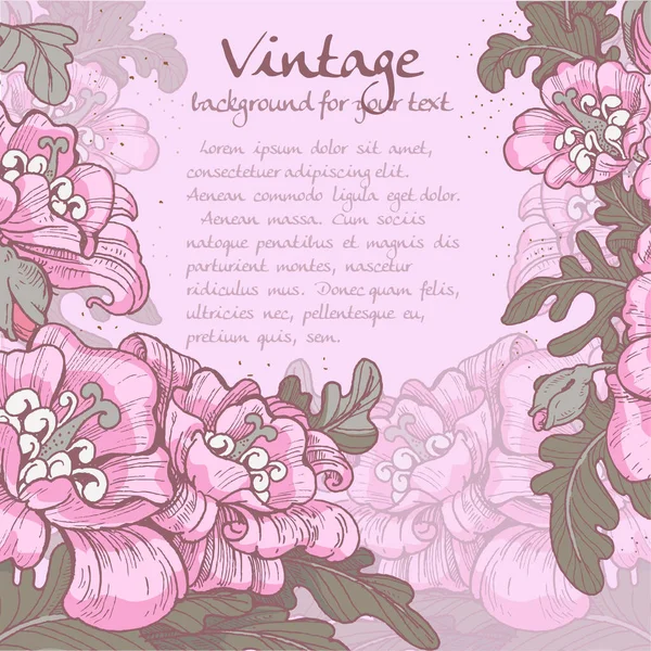 Moldura Violeta Vintage Decorativa Papoilas Para Sua Mensagem — Vetor de Stock