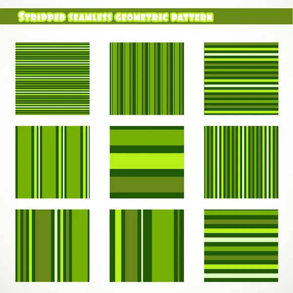 Sada Svlečené Bezešvé Geometrický Vzor Zelené Světle Zelené Tmavě Zelené — Stockový vektor