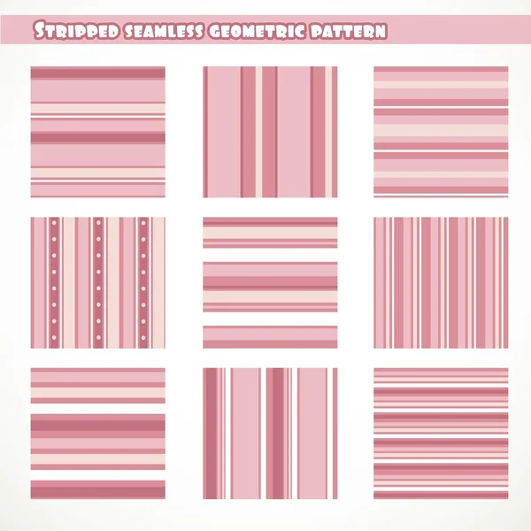 Set Van Gestripte Naadloze Geometrische Patronen Roze Beige Witte Kleur — Stockvector